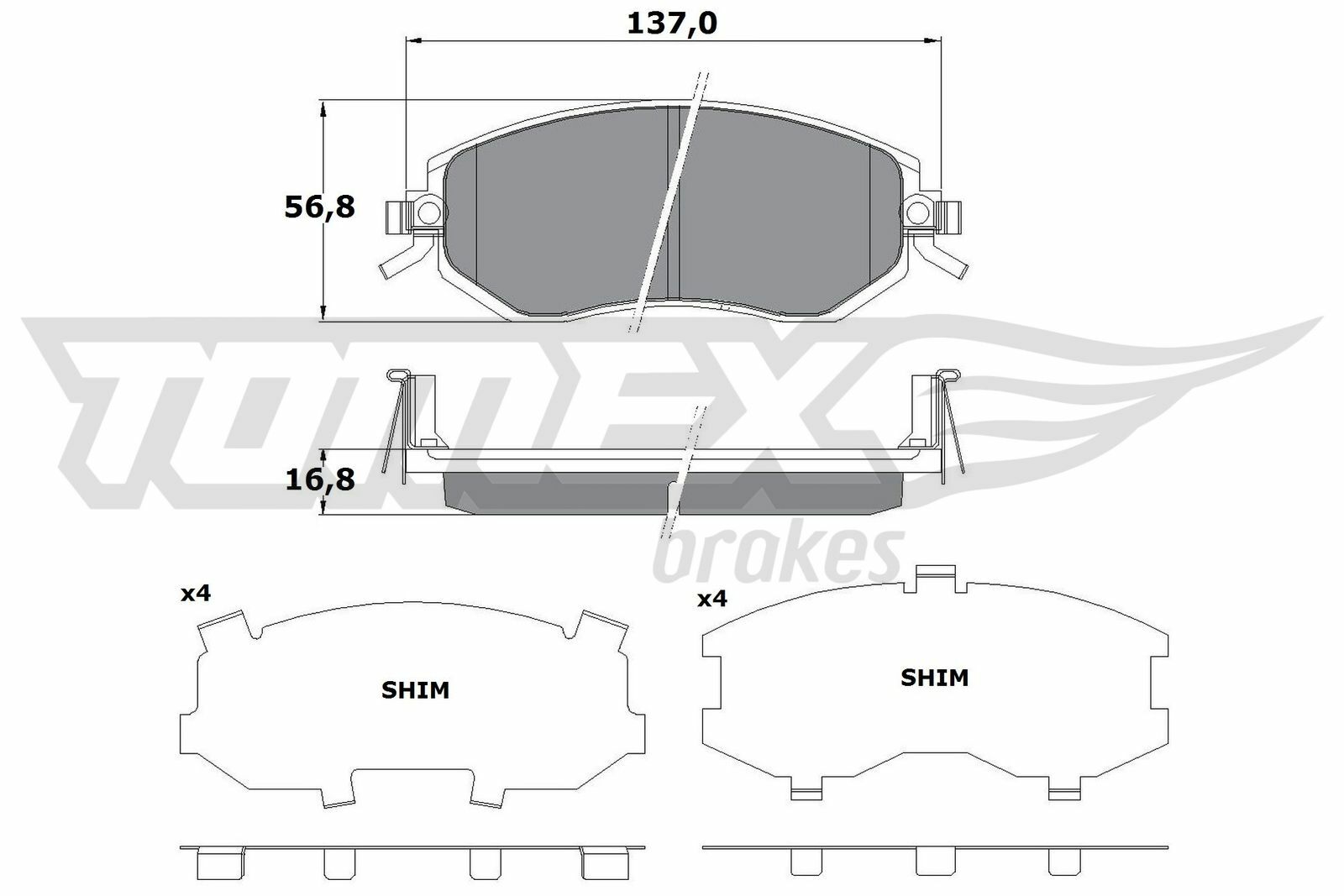 Sada brzdových platničiek kotúčovej brzdy TOMEX Brakes